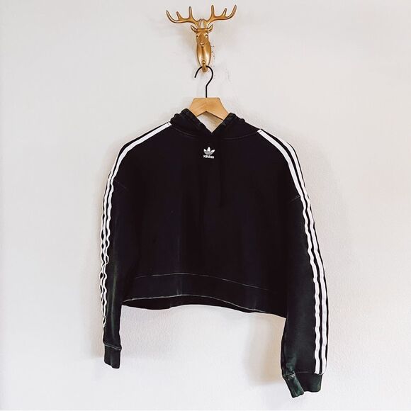 adidas Tops - ADIDAS WOMEN'S Black Cropped Hoodie Size Small
